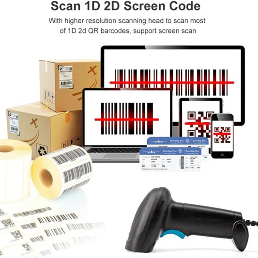 Scanzion Wireless 2D & 1D Bluetooth+USB+2.4GHz Nano Receiver 2D Camera Barcode Scanner (1 Year Warranty)