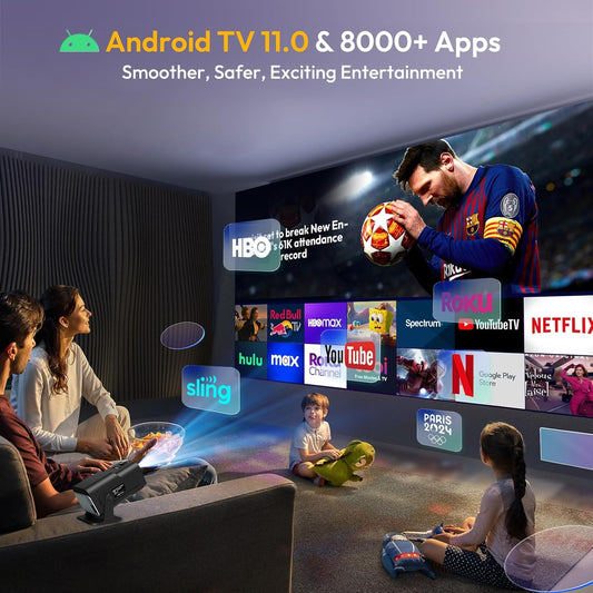 Scanzion HY320 Mini 4K Support Native HD Android 11 WiFi 6/BT 5.0 Freestyle Auto Keystone (5000 lm / 1 Speaker / Wireless / Remote Controller) Portable Projector (Black)