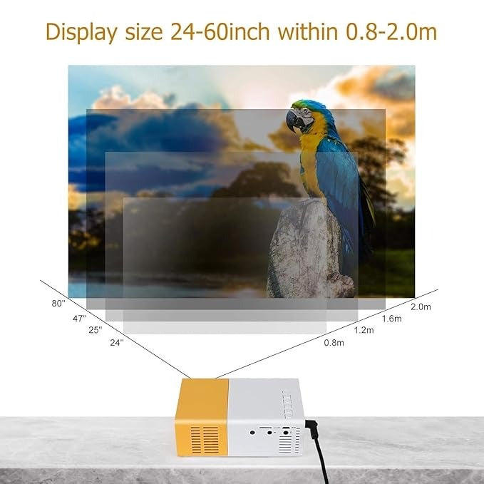Pro Mini Portable LED Projector with Multiple Interfaces Like AV, Audio, USB, HDMI, Micro SD, Film Projector for Children's, Home Cinema, Compatible with Smartphone/Laptop/PS4/Firestick (A36)
