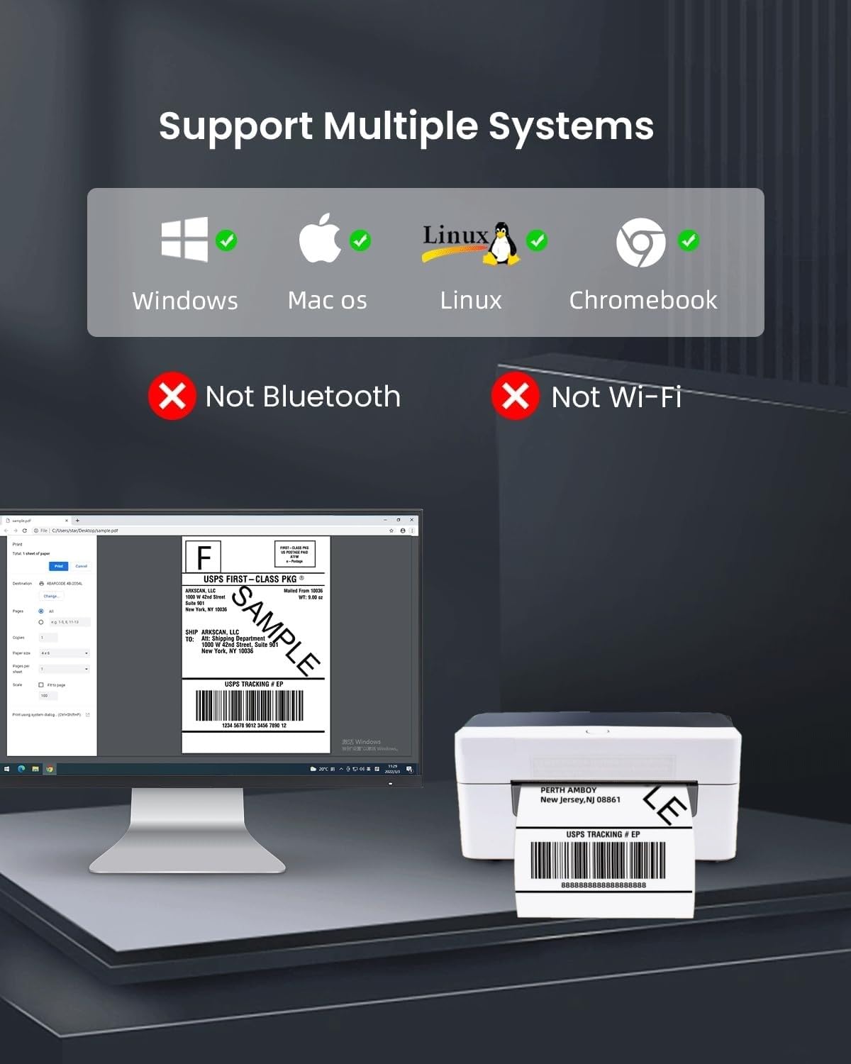 Scanzion Thermal Barcode Label Printer for 4x6 Inch Label, Adjustable Size, 203DPI