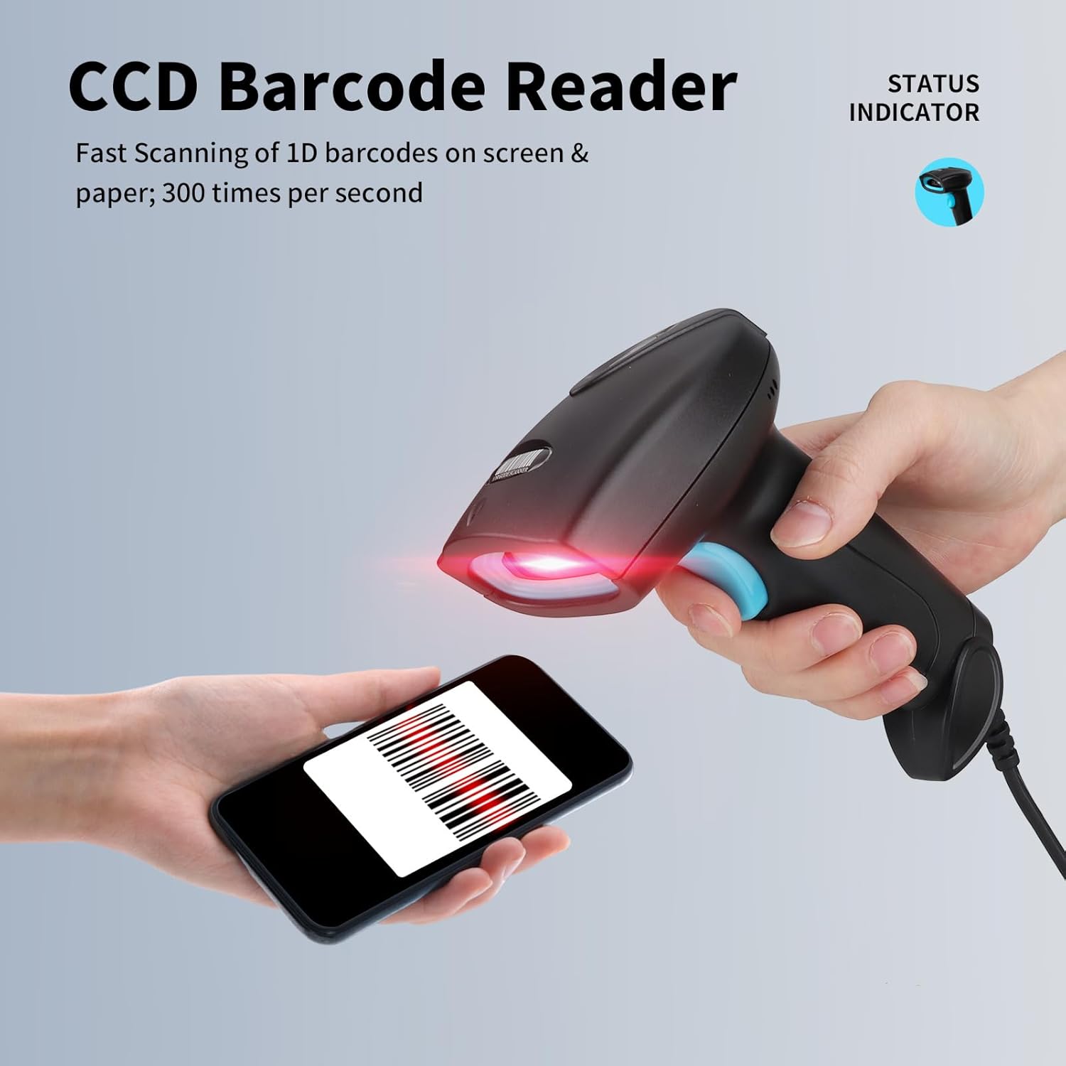 Scanzion HT410 Barcode and QR 2D &1D Wired Handheld Indicator with Induction scanning and Suffix Settings 2D Camera Barcode Scanner  (Handheld)