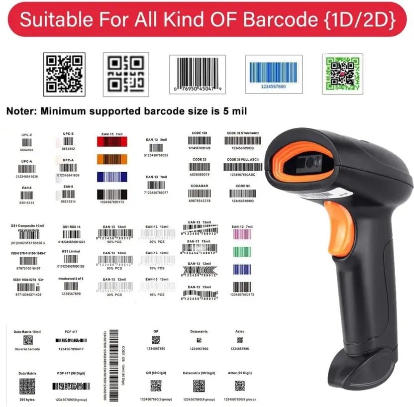 Scanzion Wireless 2D & 1D USB+2.4GHz Nano Receiver 2D Camera Barcode Scanner (1 Year Warranty)