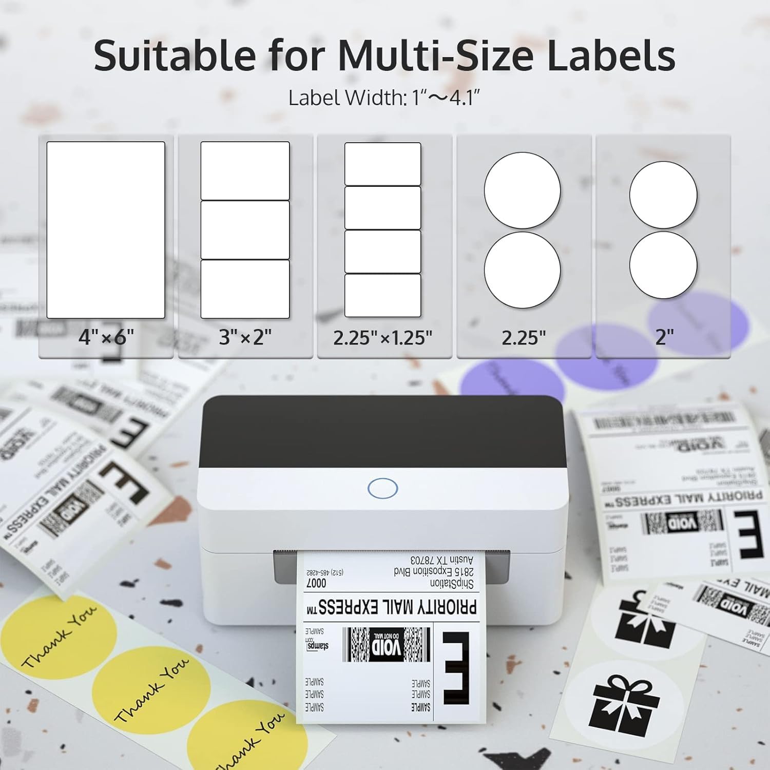 Scanzion Thermal Barcode Label Printer for 4x6 Inch Label, Adjustable Size, 203DPI