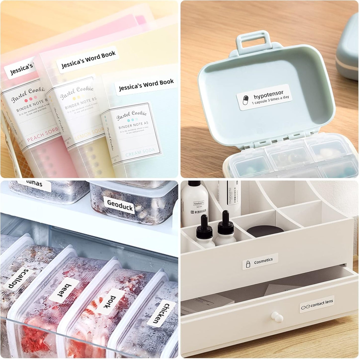 Scanzion D110 Portable Bluetooth Inkless Label Maker for Home and Business - 1 Roll of White Labels Included - Instant Printing (White)