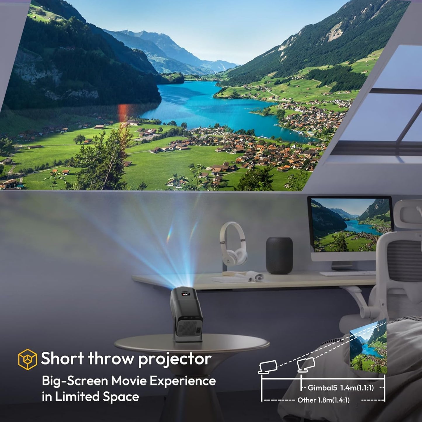 Scanzion HY320 Mini 4K Support Native HD Android 11 WiFi 6/BT 5.0 Freestyle Auto Keystone (5000 lm / 1 Speaker / Wireless / Remote Controller) Portable Projector  (Black)