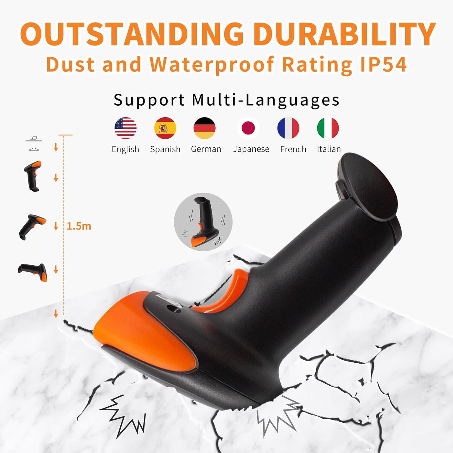 Scanzion Wireless 2D & 1D (USB+2.4GHz) Barcode Scanner 640×480 CMOS Global Exposure Engine Large Scan Window, Fast Scanning