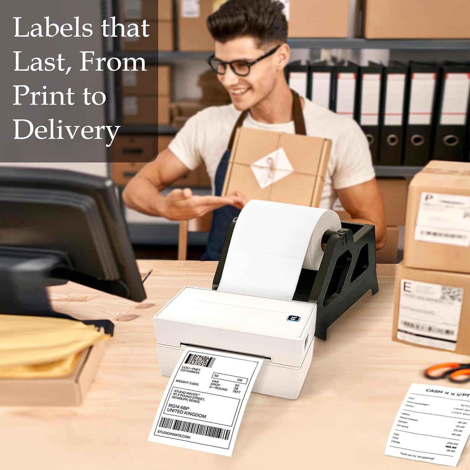 Scanzion Thermal Shipping 400 Labels Printer Sticker Roll (White, 4"x 6" ) Pack 1 Paper Label  (White)
