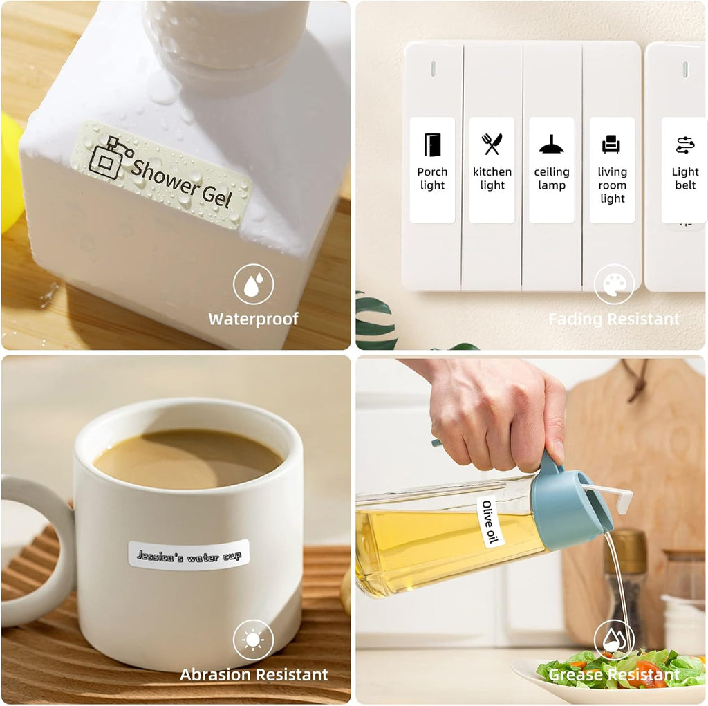 Scanzion D110 Portable Bluetooth Inkless Label Maker for Home and Business - 1 Roll of White Labels Included - Instant Printing (White)