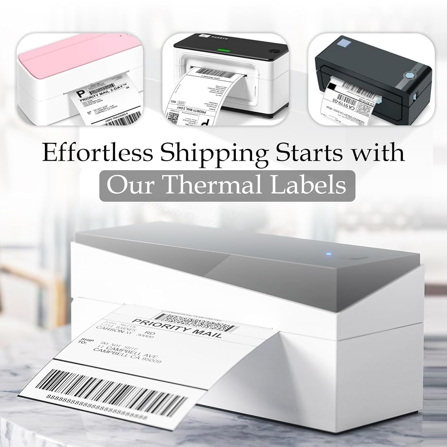 Scanzion Thermal Shipping 400 Labels Printer Sticker Roll (White, 4"x 6" ) Pack 1 Paper Label  (White)