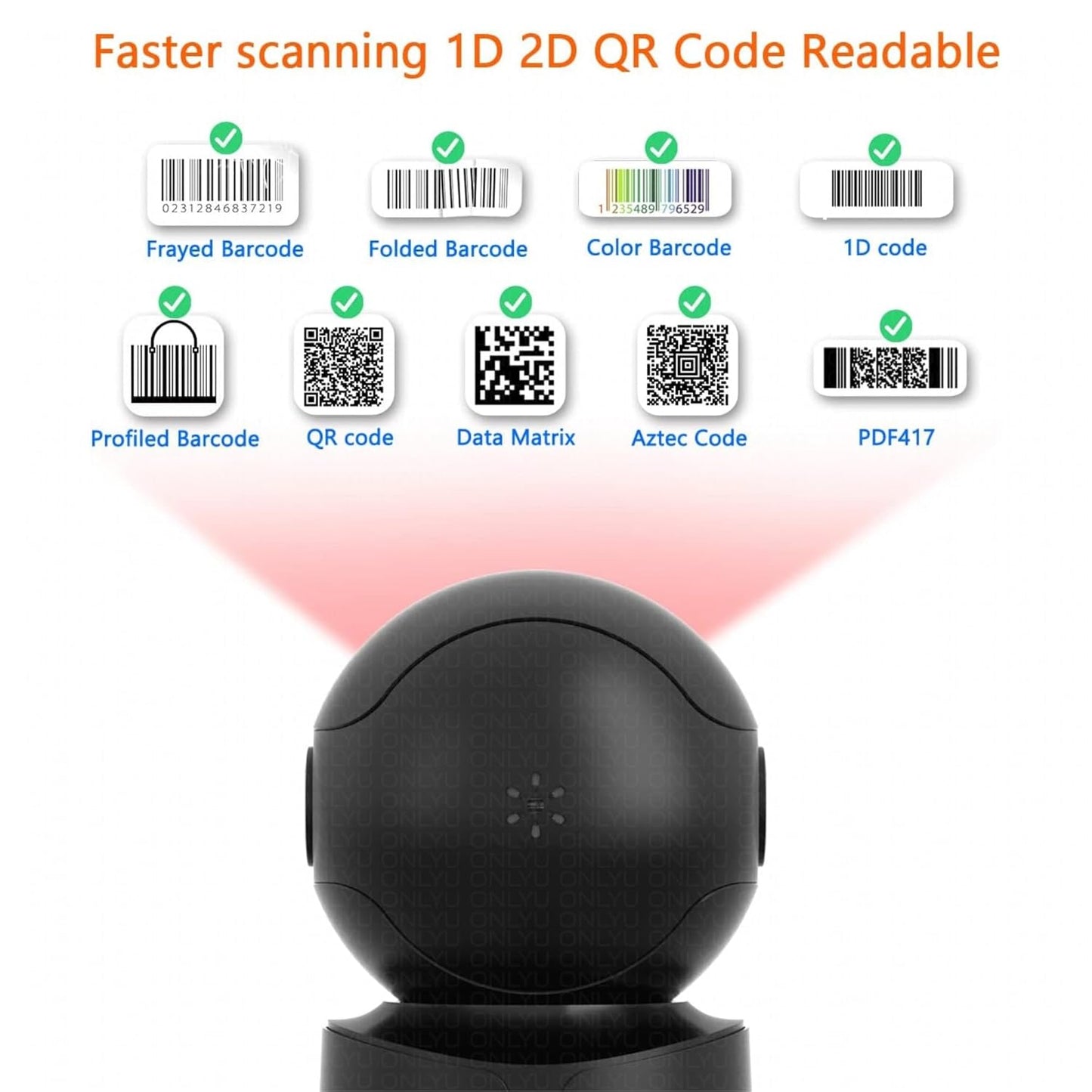 Scanzion Hands-Free 2D & 1D USB Desktop Barcode Scanner with 300K CMOS Global Exposure Scan Engine |Larger Scan Window|Adjustable Angle|Buzzer LED 2D Camera Barcode Scanner