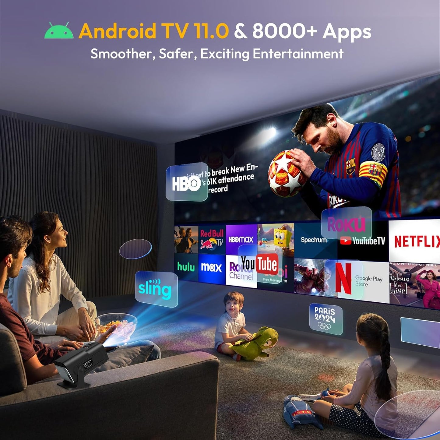 Scanzion HY320 Mini 4K Support Native HD Android 11 WiFi 6/BT 5.0 Freestyle Auto Keystone (5000 lm / 1 Speaker / Wireless / Remote Controller) Portable Projector  (Black)