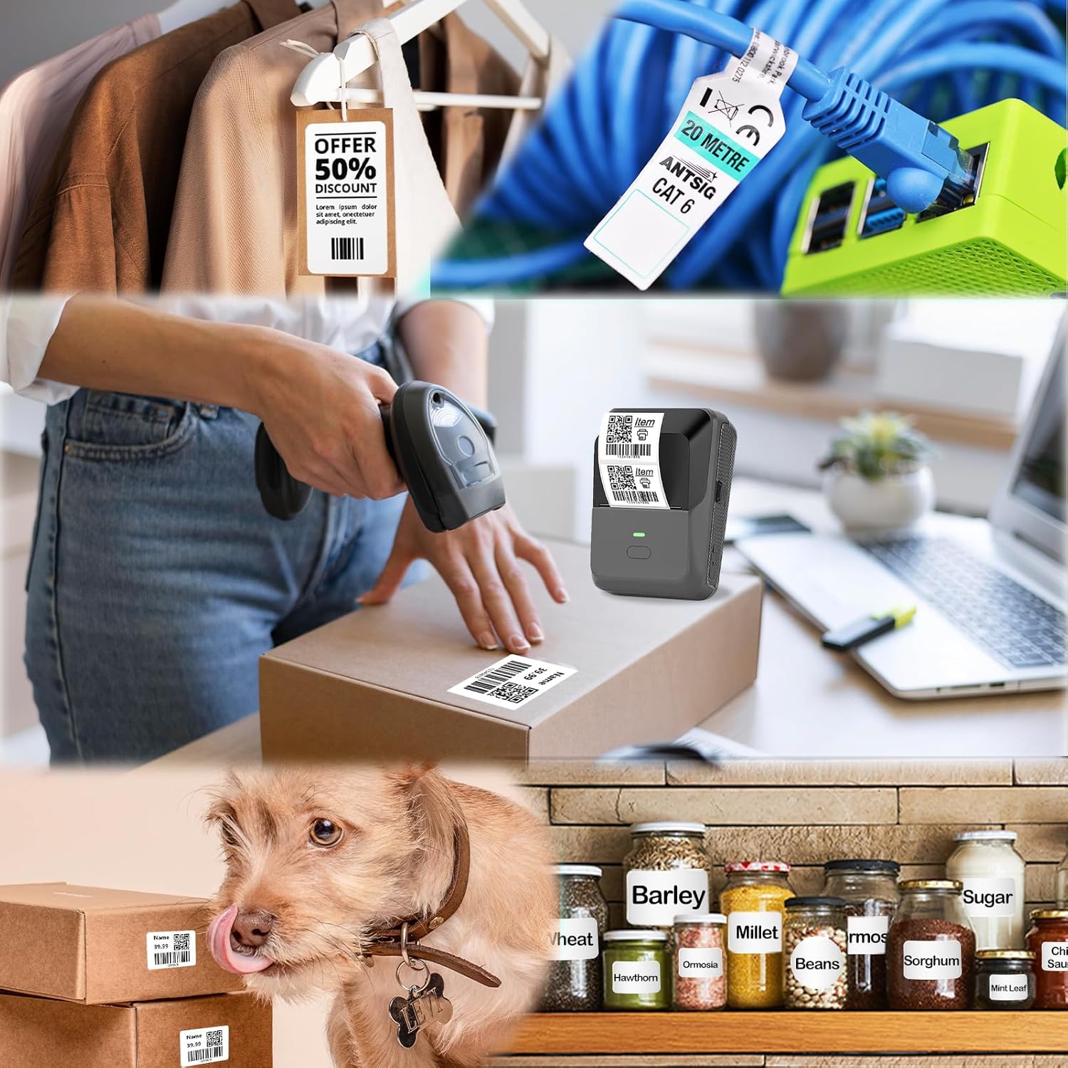 Scanzion Bluetooth Thermal Label Printer for Business Inkless Mini | Batch Cloud Printing Thermal Printer