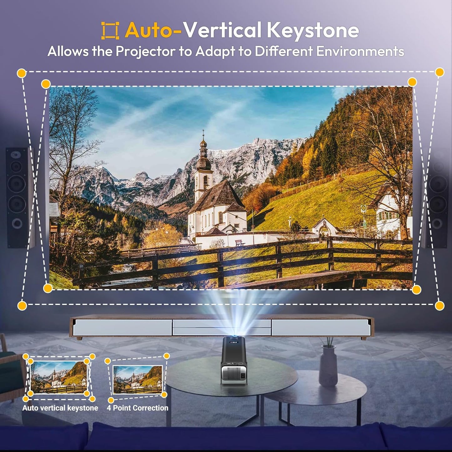 Scanzion HY320 Mini 4K Support Native HD Android 11 WiFi 6/BT 5.0 Freestyle Auto Keystone (5000 lm / 1 Speaker / Wireless / Remote Controller) Portable Projector  (Black)