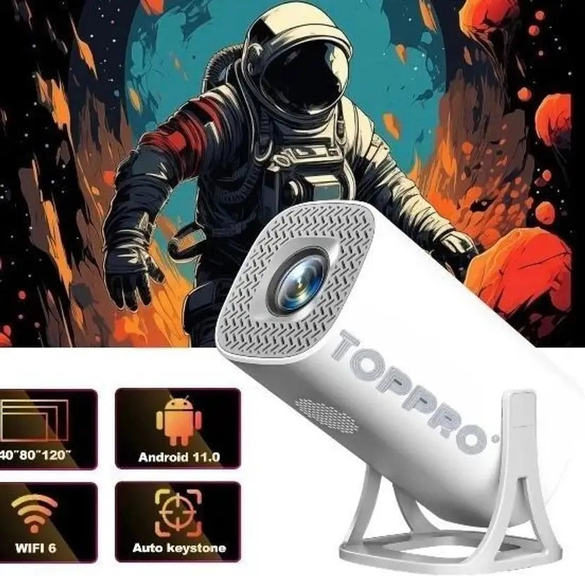 TOPPRO TOPPR0 Projector 2GB/16GB, 1080p, 4K Support, WiFi, 9000lm (8500 lm / 1 Speaker / Wireless / Remote Controller) Portable Projector  (White)