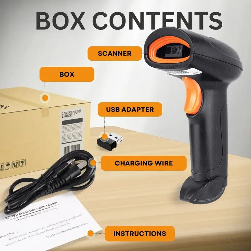 Scanzion Wireless 2D & 1D USB+2.4GHz Nano Receiver 2D Camera Barcode Scanner (1 Year Warranty)